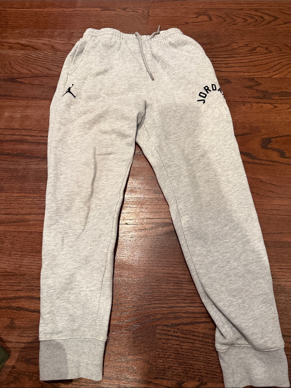 Jordan Light Gray Kids' Fleece Joggers with Black Logo